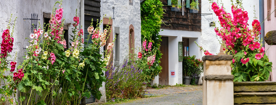 malerische Gasse in dem historischen Dorf Kronenburg in der Eifel, Deutschland